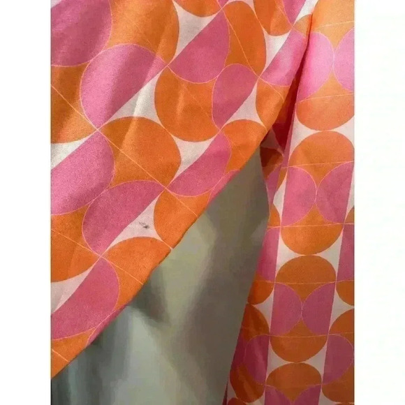 Vilagallo Arken Silk Dress Geometric Print V Neck Long Sleeve Mod Retro - Picture 11 of 12